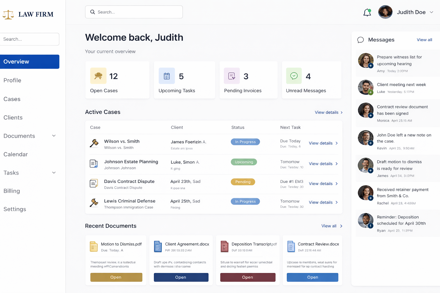 Legal Management Dashboard